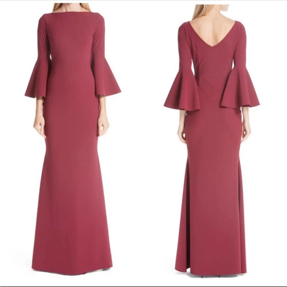 Chiara Boni Long Sleeve Iva Bell Evening Maxi Dress